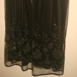 Black Gown with Floral Sequence Size 14  (Ladies)